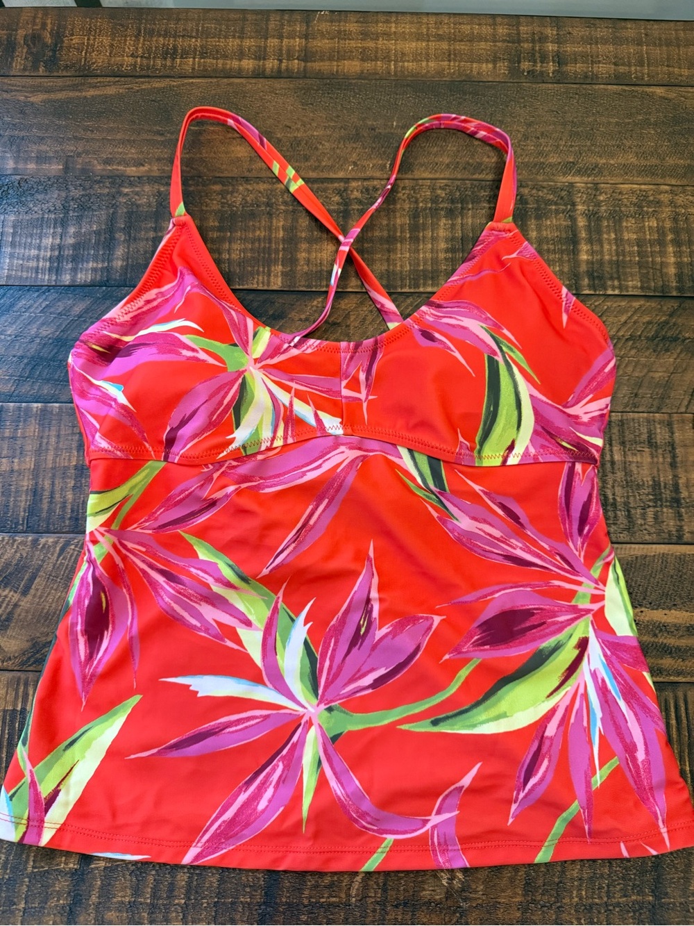 Girls Bright Red Tropical One-Piece Swimsuit